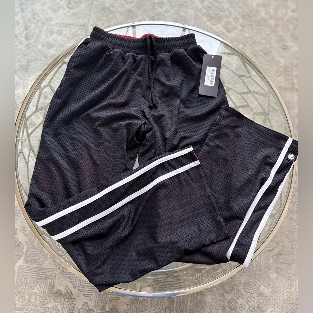 Five Black and Red Undertone Dance Pants with White Stripes